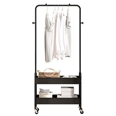 Imagem de Cabideiro doméstico de 2 camadas para hall de entrada de árvore, prateleiras de armazenamento de metal com ganchos de metal, organizador de armazenamento para escritório, quarto, sala de estar