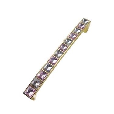 Imagem de CXYFQUUK Puxador de diamante de vidro cristal para maçanetas de gaveta de porta de móveis guarda-roupa alça dourada armários de cozinha puxador de armário 2 peças (prata rosa 128 mm)