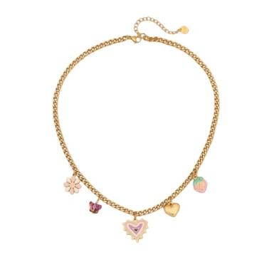 Imagem de Colar com pingente de sol, estrela-do-mar, pérola, coração, tartaruga, sol, dopamina, aço inoxidável, clavícula, joia banhada a ouro