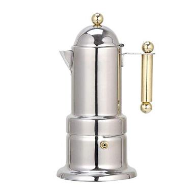 Imagem de U5GAAALPPQ9 4 xícaras 200 ml Moka Fogão Top Cafeteira de Aço Inoxidável Cafeteira Expresso Cafeteira Moka Pot Mão Casa Cafeteira Chaleira Chá (Cor: Prata Tamanho: 200 ml)