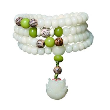 Imagem de SJUENSXH Colar de pulseira Mala, 108 contas de oração budista, meditação de ioga, pedra preciosa japa mala, mulheres e homens, One Size, Resina, nonnoo