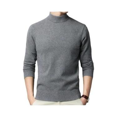 Imagem de Suéter Masculino De Cor Sólida Para Outono E Inverno, Pulôver De Gola 