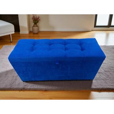 Imagem de PUFF BAÚ 1 METRO ESTOFADO EM MDF COM DOBRADIÇAS COM PISTÃO (Azul Royal)