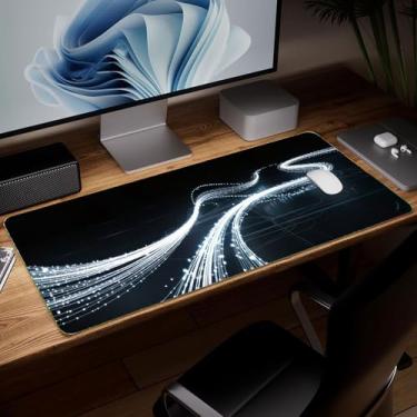 Imagem de Tapete de mesa minimalista de couro, mouse pad de arte colorida grande teclado de computador para jogos, protetor e capa à prova d'água, tapete de mouse decorativo de couro PU para laptop, decoração