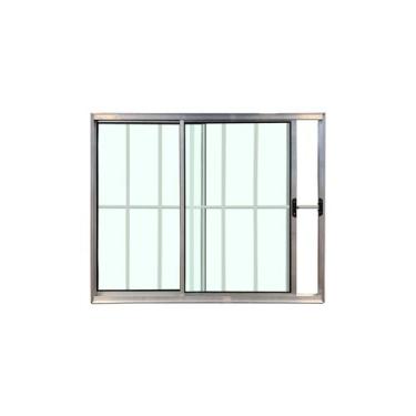 Imagem de Janela de Correr 2 Folhas com Grade de Alumínio Brilhante 100x150 - Br