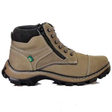 Imagem de Coturno Bota Masculina de Caminhada Aventura, Couro, Solado Antiderrapante, Zíper Lateral (Normal, BR, Adulto, Numérico, 45)