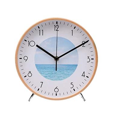 Imagem de TIECHUINIUB Pequenos relógios de mesa decoração sala de estar relógio de mesa casa quarto relógio de cabeceira relógio de mesa silencioso ornamentos redondo 23 centímetros relógio avô vintage-B