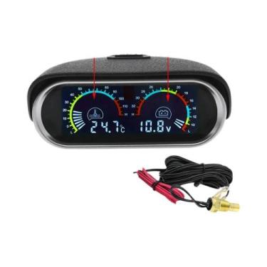 Imagem de Voltímetro Digital LCD Para Carro, Medidor De Temperatura Da Água De 0