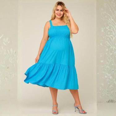 Imagem de Vestido De Grávida Gestante Modelo Midi Plus Size Com Alça Ajustável -
