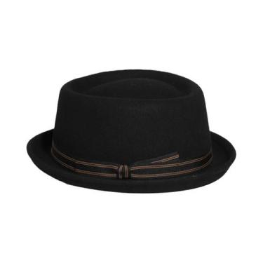 Imagem de Chapéu Pork Pie Vintage Preto Para Homens Com Laço, 100% Lã, Unissex, 