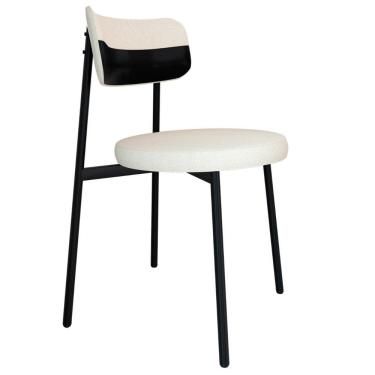 Imagem de Cadeira De Jantar Estofada Fixa Nyka M25 Linho Palha/preto - Mpozenato