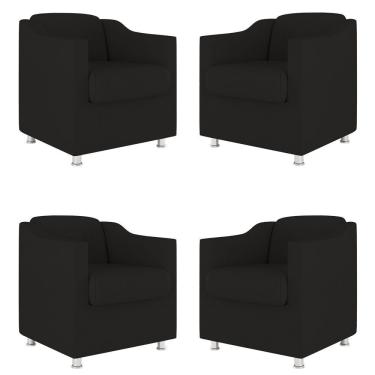 Imagem de Kit 04 Poltronas Tilla Consultório Dentista Recepção Sala Cor:Preto