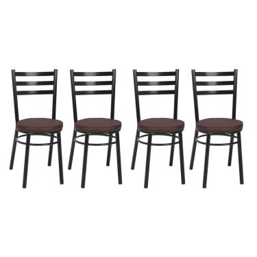 Imagem de Kit 4 Cadeiras Pintadas Pretas Cp80 Debrum Treparoni Preto Com Marrom
