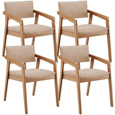 Imagem de Kit 04 Cadeiras Para Sala De Jantar Estar Living Giorgia B04 Suede Bege