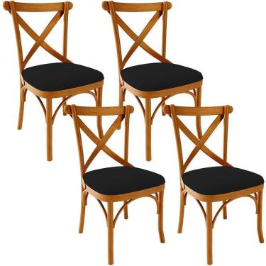 Imagem de Kit 04 Cadeiras Para Sala De Jantar E Estar Living Estofada ávila L02 Suede Preto - Lyam