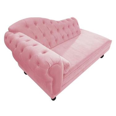 Imagem de Divã Recamier Diana Lado Direito 120 Cm Suede Rosa Bebê