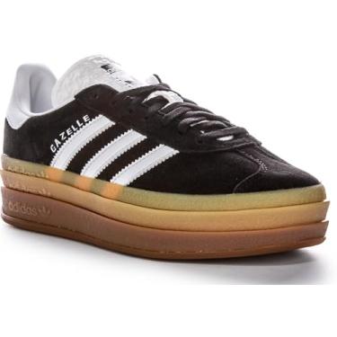 Imagem de adidas Gazelle Bold W Three Layers Q Pannel Gum Sole Tênis feminino de couro de camurça (preto e branco, EUA 38), Preto, branco, 33