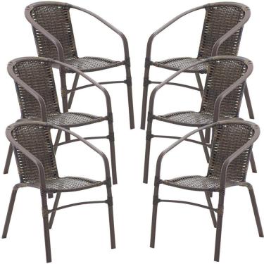 Imagem de 6 Cadeiras Floripa Em Alumínio Pintura Trama Original Argila