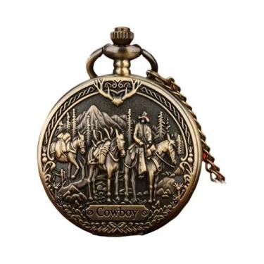 Imagem de Relógio De Bolso Vintage Antigo Com Padrão De Cowboy Para Homens, Pres