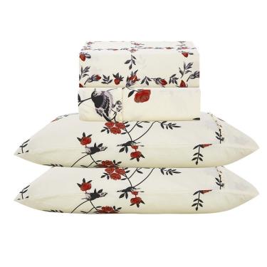 Imagem de Jogo De Lençol Lislie King 4 Peças Micropercal 300 Fios Estampado Floral - Rosinhas - 100% Poliéster