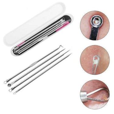 Imagem de Kit de Extrator de Cravos e Espinhas em Aço Inoxidável Prata - Importa