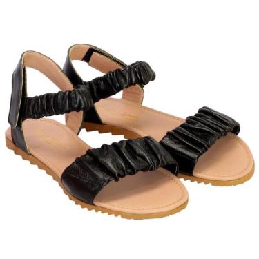 Imagem de Sandália Feminina Enrugada Blogueira Couro Preta - Romeu e Julieta Sho