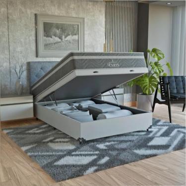 Imagem de Cama Box Baú Viúva + Colchão Paris Molas Ensacadas Cinza - eShop casa
