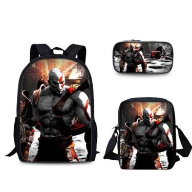 Imagem de Conjunto de mochilas Gods Of Wars Kratos Cartoon Kids Nylon, 3 unidade