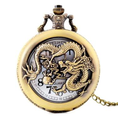 Imagem de Relógio de bolso Dragon Retro para crianças com mostrador de liga leve