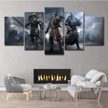 Imagem de Pôsteres de pintura de parede em tela Witchers Anime 5 Panels - yiweis