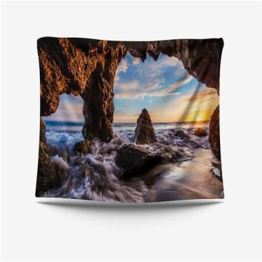 Imagem de Tapeçaria, parede com vista para o mar, 150x130cm, microtecido, fibra 