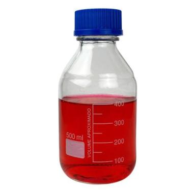 Imagem de Frasco Reagente de Vidro 500 mL com Tampa de Rosca para Armazenamento 