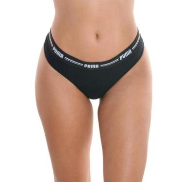 Imagem de Calcinha Fio Dental Modal Cós Com Elástico Feminina - Selene, Preto, G