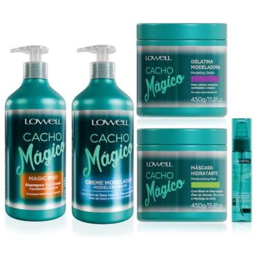 Imagem de Kit Lowell Cacho Magico Shampoo 500ml Mascara, Creme, Gelatina e Oleo