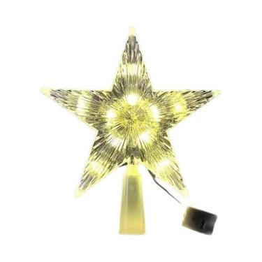 Imagem de Estrela Brilhante De 15cm Com Glitter Para Topo De Árvore De Natal, En