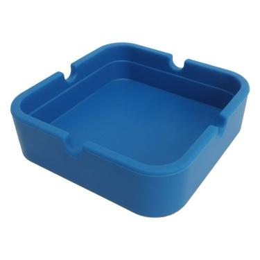 Imagem de Cinzeiro Silicone Quadrado Não Queima Não Quebra Azul