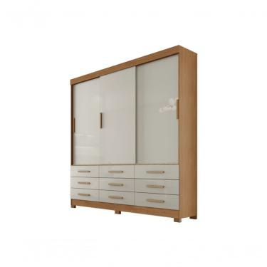Imagem de Guarda Roupa Solteiro 3 Portas 9 Gavetas - Buriti-cumaru-fendi - Móveis Novo Horizonte