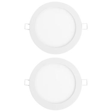 Imagem de Kit 2 Painel Led Foxlux Redondo Embutir 12w 6500k Biv Branco