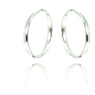 Imagem de Brinco Feminino Prata Maciça 925 Argola Media 4 Cm - Lojas La&Ny , Pra