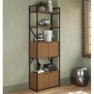 Imagem de Estante Alta Estilo Industrial Kappesberg Li018 Canela e Preto