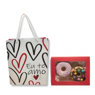 Imagem de Kit Embalagens para presente Caixa 15x11x3,5 + Sacola de Papel Kraft -
