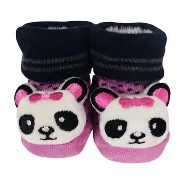 Imagem de Meia Antiderrapante Para Bebê 3d Bichinhos Menina Plin Baby, Panda lil