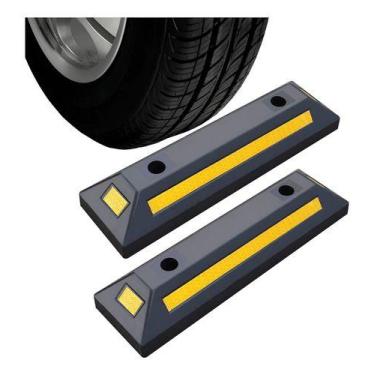 Imagem de Kit Limitador De Vaga Bate Roda 10 Peças Estacionamento 56cm Cor:Preto