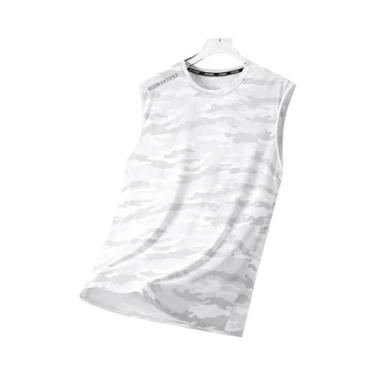 Imagem de Camiseta Regata Masculina De Verão Em Seda Gelada Camuflada De Secagem