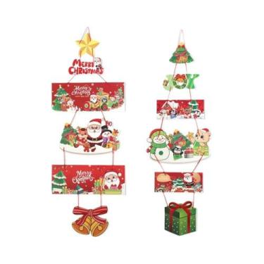 Imagem de Pingente De Papai Noel E Boneco De Neve, Decoração De Natal, 2 Peças, 