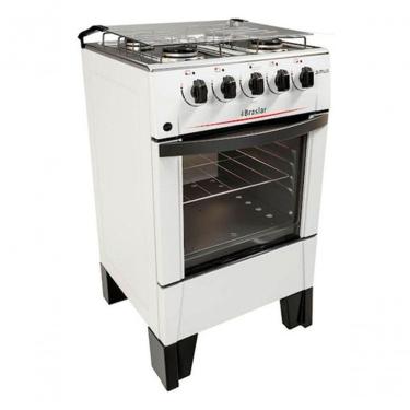 Imagem de Fogão de Piso 4 Bocas Gás Sirius Plus Mesa Inox Acendimento Automático Branco Bivolt