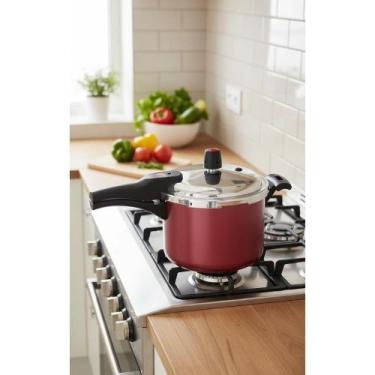 Imagem de Panela Pressão 4,5L Antiaderente CEREJA - Cozinha Rápida - Congratulat