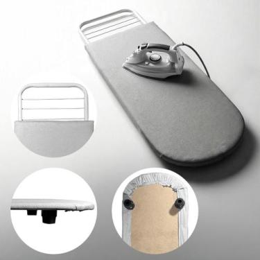 Imagem de Tabua De Passar Roupa Portátil Com Tecido Térmico Mesa ou Cama Reforça