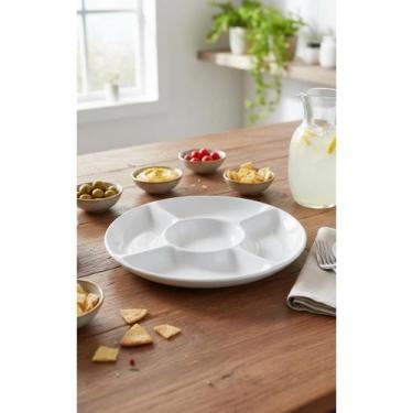 Imagem de Petisqueira 5 Divisórias 28cm Branca: Elegância e Praticidad - Congrat