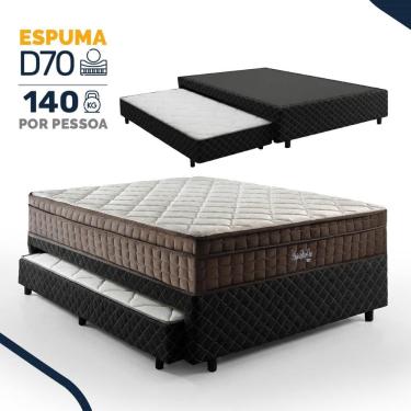 Imagem de Bicama Box com Colchão de Espuma D70 Pillow In Ultra Dream D Angelis + Auxiliar de Espuma D28 Positanno Casal 138cm
